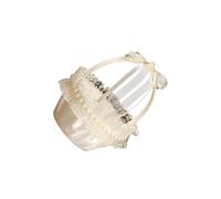 CLSSLVVBN Panier de fleurs de collection demoiselle d'honneur avec dentelle et ruban qualité supérieure pour des décorations fête uniques, panier fleurs en dentelle élégant pour mariage, Modèle A