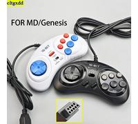 Cltgxdd 1 pièce pour manette Sega MegaDrive 16 bits pour Genesis MD, compatible avec la manette filaire Turbo blanche et noire à 9 broches white