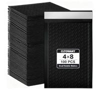 Cltowany Lot de 100 petites enveloppes à bulles imperméables rembourrées auto-adhésives pour cartes postales, bijoux, maquillage et emballage de petites entreprises - 10 x 20 cm