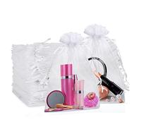 CLTPY 50 pcs Sachets Organza Blanc, 30 * 40 cm Pochette Cadeau Grand Format, pour Sachet Cadeau Noel Bonbon Transparent, Bijoux Sac Cadeau Mariage Dragees Bapteme, Fête Anniversaire Enfant