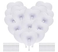 CLTPY Lot de 60 éventails à main, blancs, en papier, solides, petits, utilisés pour les éventails de mariage, les invités, le bricolage, les cadeaux d'anniversaire