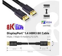 Club3D Câble CAC-1066 DisplayPort vers DisplayPort 1.4/HBR3 4 m - VESA Noir