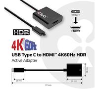 Club3D Adaptateur USB CAC-2504 – USB 3.1 Type C mâle vers HDMI femelle, noir