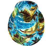 CLUB CUBANA Chapeaux Fedora Hawaïen pour Hommes Femmes Unisexe Trilby Chapeau Panama Style Plage D'été Soleil Jazz Costume Casquette De Soirée Luau Bleu Clair