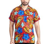 CLUB CUBANA Chemise hawaïenne décontractée à manches courtes pour homme, coupe classique, Rouge 6., M
