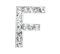 Club Green f Lettre de Strass, Argent, 20 mm, Lot de 5