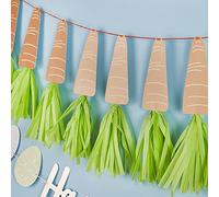Club Green Guirlande de fanions en papier motif carotte Peter Rabbit pour 1er anniversaire, fête de Pâques, fête d'anniversaire d'enfants, 2 m