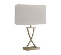 Club Lampe de table, laiton antique, abat-jour rectangulaire plaqué crème