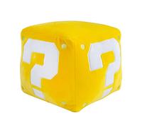 Club Mocchi Mocchi Tomy - Peluche Nintendo Super Mario Bloc Point d'interrogation Mega 38 cm - Jouets Doux Super Mario à Collectionner - Jouets héros sous Licence Officielle - Jouets Enfants 3+ Ans