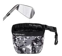 Club Scrub Sacoche de Nettoyage pour Club et Balle de Golf, Doublure imperméable Clean Face, extérieur Sec en néoprène, Clip Amovible, Lavable en Machine, nettoie Les rainures, Gris Camouflage