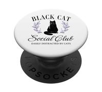 Club social d'Halloween pour chat noir facilement distrait par les chats PopSockets PopGrip Adhésif