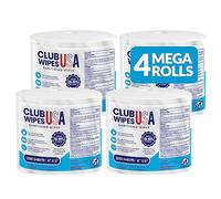 Club Wipes USA Lingettes désinfectantes : 5 000 lingettes non parfumées (20,3 x 12,7 cm) : 4 méga rouleaux de recharge pour distributeurs muraux et supports de sol - pour gymnases, restaurants