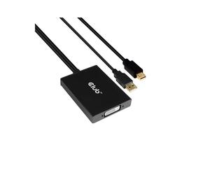 CLUB3D CAC-1130 Adaptateur MiniDP/USB-A vers DVI-D 0.6m, Résolution 3840x2160 60Hz, Contacts Or, RoHS, CE, FCC, CE EMI, Noir