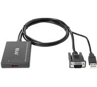 club3D CAC-1720 HDMI / USB / VGA Adaptateur [2x VGA mâle, USB mâle - 1x HDMI femelle] noir avec USB, vissable, contacts dorés 0.6