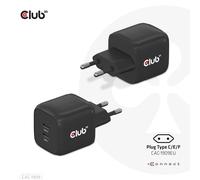 Club3D Chargeur d'appareils mobiles CAC-1909EU 45 W GaN PPS Double USB-C PD 3.0 Noir