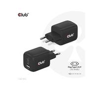 Chargeur pour téléphone mobile Club 3d CAC-1913 - Adaptateur secteur - technologie GaN, triple port - 65 Watt - 5 A - PD 3.0, PD/PPS - 3 connecteurs de sortie (USB type A, 2 x USB-C) - sur