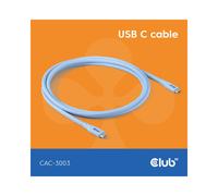 CLUB3D CAC-3003 Câble USB4 Gen 3x2 2m USB-C Mâle/Mâle 40Gbit/s 240W DP Alt Mode 48V/5A Bleu