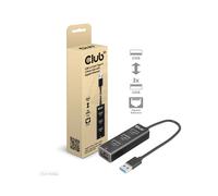 CLUB3D CSV-1430A Hub USB 3.2 Gen 1 Type-A Noir - 3 Ports USB PowerShare, Ethernet Gigabit, Alimentation USB-C - 78.8x25.6x19mm
