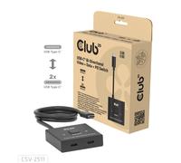 CLUB3D CSV-2511 Adaptateur USB Type-C vers 2x DisplayPort 8K Ultra HD (7680x4320) 120Hz, HDCP, 100W, Noir, Câble 0.5m