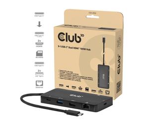 CLUB3D CSV-2552 hub & concentrateur USB Type-C 5000 Mbit/s Noir