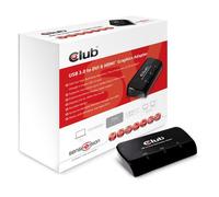CLUB3D SenseVision USB3.0 to DVI-I & HDMI Graphics Adapter adaptateur graphique USB Noir