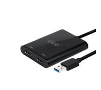 CLUB3D USB A to HDMI™ 2.0 Dual Monitor 4K 60Hz - Répartiteurs vidéo (HDMI, 0,27 m, 3840 x 2160 pixels, 60 Hz, Noir, RoHS, CE, WEEE)