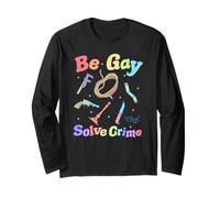 Clue Be Gay Solve Crime Colorful Weapons Distressed Style Manche Longue