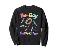 Clue Be Gay Solve Crime Colorful Weapons Distressed Style Sweatshirt