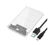 Clueltes BoîTier de Disque Dur USB3.0/Type-C de BoîTier de Disque Dur 2.5 Pouces SSD SATA3 vers USB 3.0 BoîTier de Disque Dur Transparent BoîTier de Disque Dur USB C 5Gbps