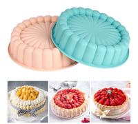 CLUEWR Lot de 2 moules à gâteau à charlotte ronds en silicone de 25,4 cm pour la cuisson de cheesecake, brownie, gâteau banane, shortcake aux fraises, tarte, tarte