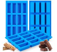 CLUEWR Lot de 3 moules en silicone pour barres de céréales, 12 cavités, pour muffins, brownies, pain de maïs, gâteaux, pain à pain