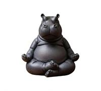 Clumsy Yoga Master Hippopotame - Le yogi adorablement imparfait, figurine d'hippopotame en résine imprimée en 3D, figurine de méditation amusante pour jardin, maison, patio, terrasse, porche, cour