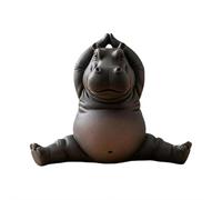 Clumsy Yoga Master Hippopotame - Le yogi adorablement imparfait, figurine d'hippopotame en résine imprimée 3D, statue d'hippopotame amusante, sculpture de méditation unique pour la maison et le bureau