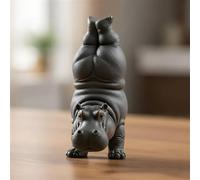 Clumsy Yoga Master Hippopotame - Le yogi adorablement imparfait, figurine d'hippopotame en résine imprimée 3D, sculptures de méditation uniques pour décoration de bureau pour la maison et le bureau