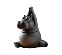 Clumsy Yoga Master Hippopotame - Le yogi adorablement imparfait, figurine d'hippopotame en résine imprimée en 3D, figurine de méditation amusante pour jardin, maison, patio, terrasse, porche, cour