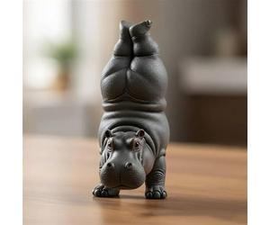 Clumsy Yoga Master Hippopotame - Le yogi adorablement imparfait, figurine d'hippopotame en résine imprimée 3D, sculptures de méditation uniques pour décoration de bureau pour la maison et le bureau