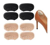 Clundoo 4 Paires Coussinets de Talon Éponge, Semelles Antidérapantes pour Chaussures Coussinets, Talonnettes Autocollantes pour Chaussures Trop Grandes, pour Homme et Femme (Couleur noire + peau)
