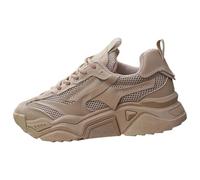 Clunky Sneakers pour Femmes - Baskets à Semelle Épaisse Style Dad Shoes, Respirantes et Confortables pour Une Silhouette Rehaussée u Quotidien (Khaki, 36)