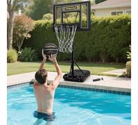 Clupways Panier de basket-ball de piscine réglable en hauteur avec vis/supports en acier inoxydable, design portable avec roues intégrées, ballon et pompe à air inclus