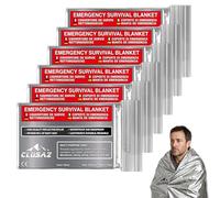 CLUSAZ 6 Couvertures de Survie XL Réutilisables | Isothermes Étanches 210 × 160 cm - Retient Jusqu’à 90% de la Chaleur Corporelle | Camping, Randonnée, Voiture, Urgences