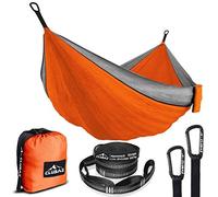 CLUSAZ Hamac Double 300 x 200cm, 2 Places Hamac, avec 2 Sangles pour Arbres, 2 Mousqueton, Mobilier de Camping pour Exterieur, pour Les Voyage, Randonnée, Plage