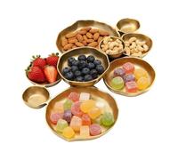 Cluster Bowls - Alloy Metal 9-Grid Table Centerpiece Divided Platter | Appetizer Serving Bowl Cluster, Multi-Compartment Tray For Home Living Room Wedding Banquet Party Food Candy And Dessert