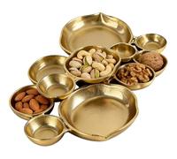 Cluster Serving Bowl, Metal Vintage Table Decor, 16.93x11.81x2.36 Inches Decorative Platter with 9 Bowls, Table Display Set, Tableware Bowls with Easy Use, Home Supplies for Fruit and Vegetable