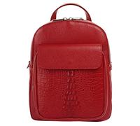 Cluty Sac à dos Femme cuir véritable | Fabriqué en Italie, compartiment smartphone, sac à main, sac bandoulière, sac de ville, gaufrage crocodile 021329