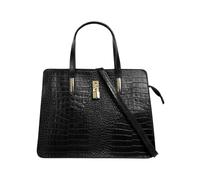 Cluty Sac à main Damen echt Leder 021321 Fabriqué en Italie, compartiment pour smartphone, design crocodile, sac à bandoulière élégant, sac pour femme avec fermeture éclair, sac à bandoulière