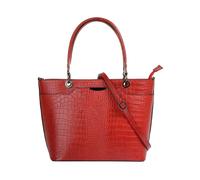 Cluty Sac à main Damen echt Leder 021169 Fabriqué en Italie, compartiment pour smartphone, sac à main pour femme, sac bandoulière en relief crocodile, sac en cuir avec fermeture éclair
