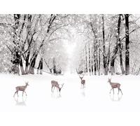 CLVIUJLBKLKSDD Papier Peint 350x250cm Paysage Arbre Enfant Chambre Panoramique Soie Sur Mesure 3D Motif Chinois Bois Forêt Blanc Neige Fond Mural Zen Poster Geant Mural