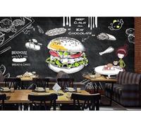 CLVIUJLBKLKSDD Papier Peint 350x250cm Tapisserie Murales Sur Mesure Restaurant À Hamburgers Peint À La Main En Hd Motif Chinois Chambre Adulte Enfant Fond Salon Poster Geant Mural
