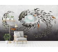 CLVIUJLBKLKSDD Papier Peint Panoramique Coquillages Nacrés 350cmx250cm Banc De Poissons Océaniques Tableaux Muraux Tapisserie Chambre Salon Décoration Murale
