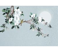 CLVIUJLBKLKSDD Papier Peint Panoramique Soie Sur Mesure 3D Motif Chinois Paysage Nouveau Mur D'Arrière-Plan De Fleurs Et D'Oiseaux Peints À La Main En Chinois 300x210cm, Zen Poster Geant Mural